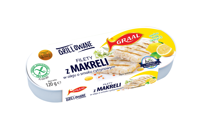 Grilled mackerel fillet in oil & lemon