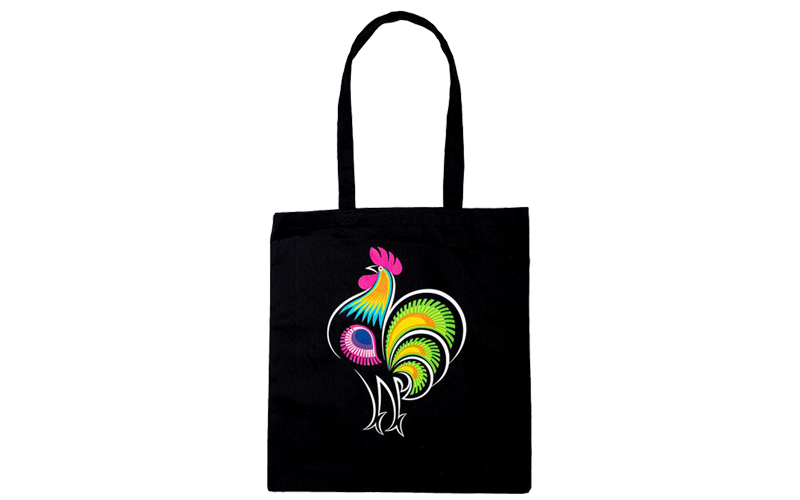 Rooster black cotton bag