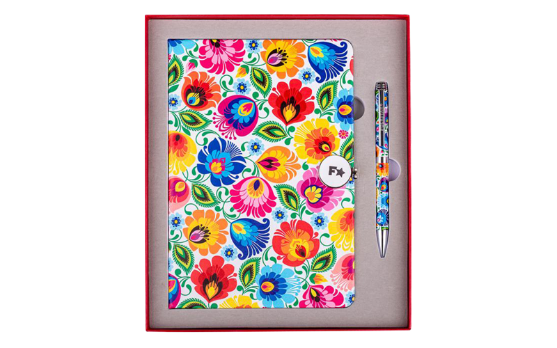 Notebook and pen set - white Lowicz