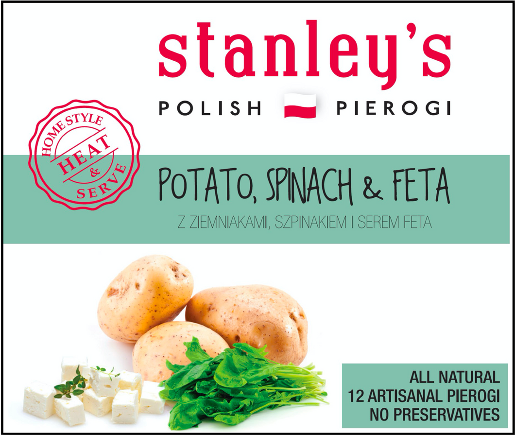 Potato, Spinach & Feta - 12 Artisanal Vegetarian Pierogi
